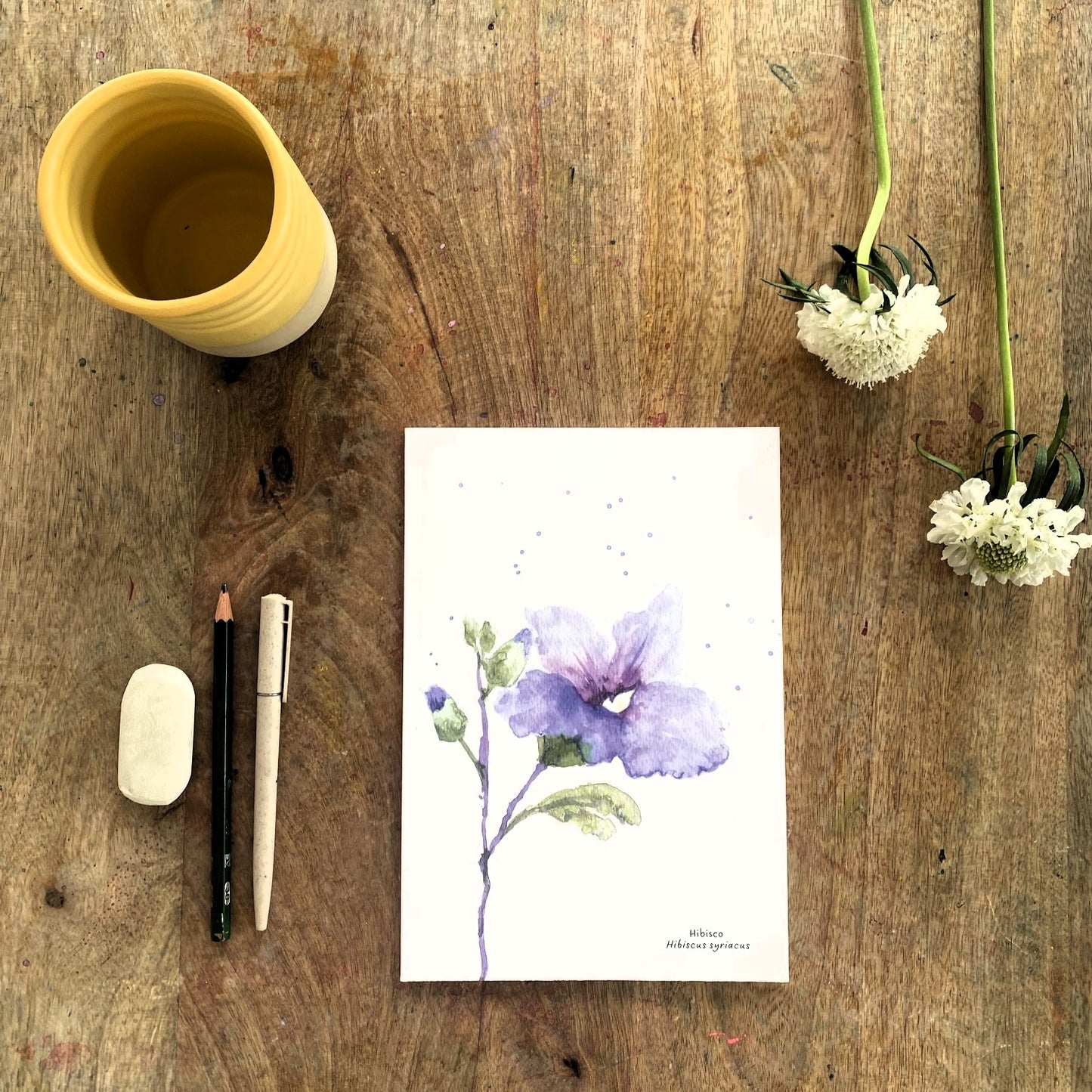 Cuaderno con diseño a la acuarela Hibisco