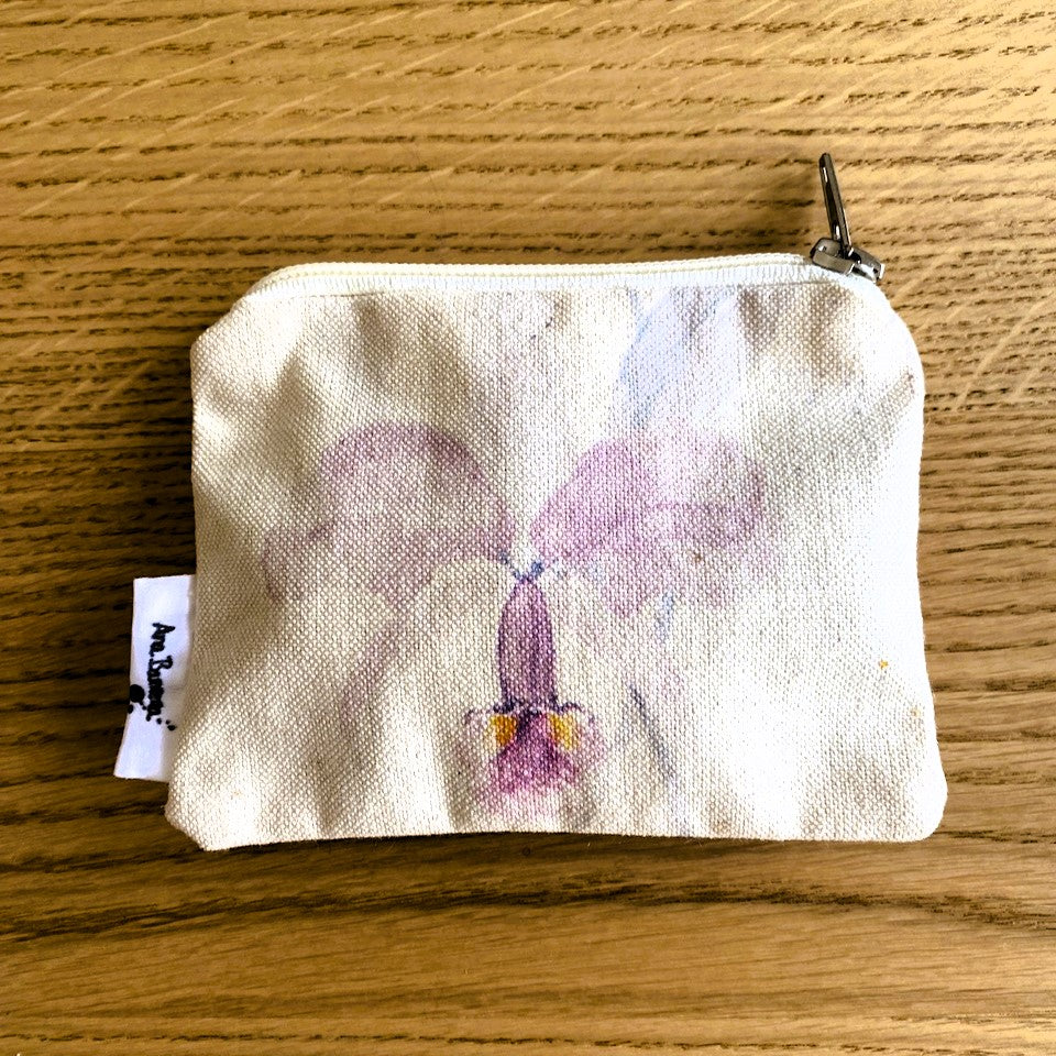 Monedero de tela de algodón con diseño de acuarela Flor orquídea