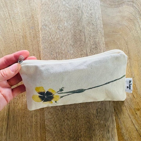 Estuche de tela de algodón con diseño de la flor amarilla hierba turmera
