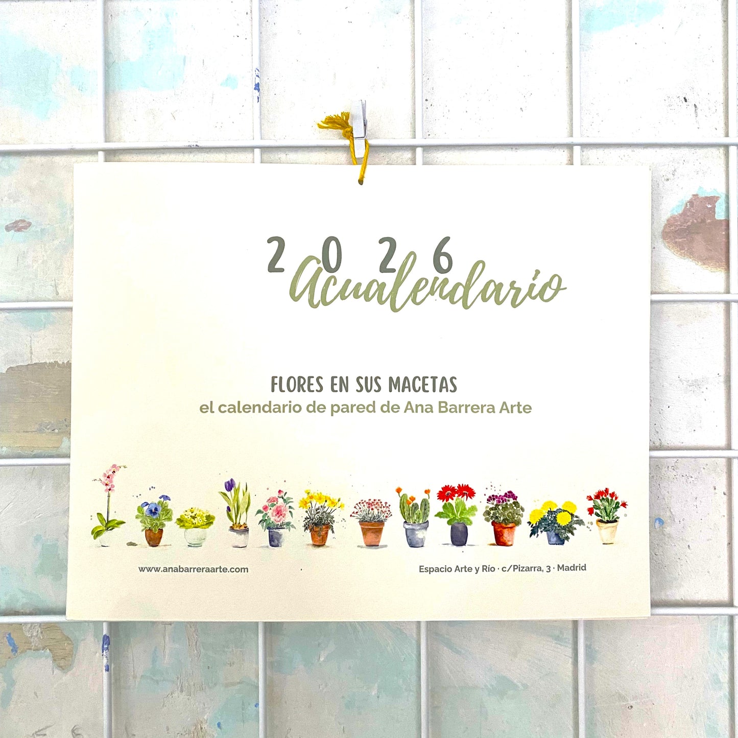 Acualendario de pared 2026 Flores en sus macetas