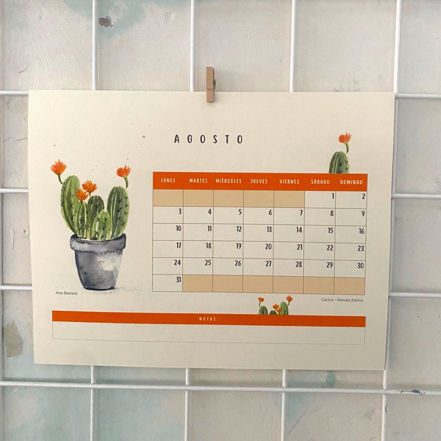 Acualendario de pared 2026 Flores en sus macetas