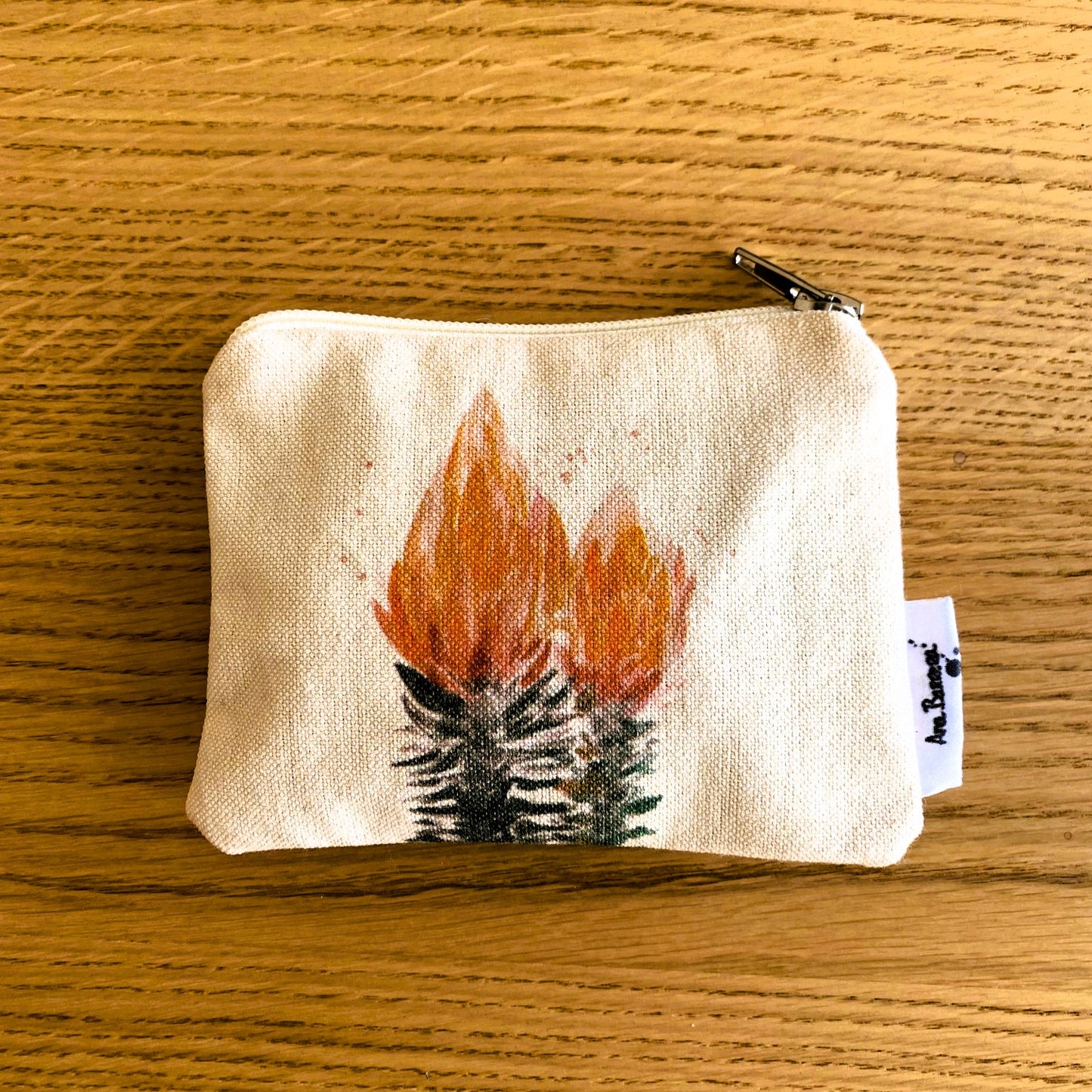 Monedero de tela de algodón con diseño de acuarela Flor de chiquiragua