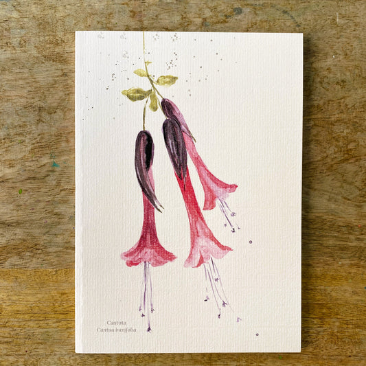 Cuaderno con diseño a la acuarela Flor cantuta