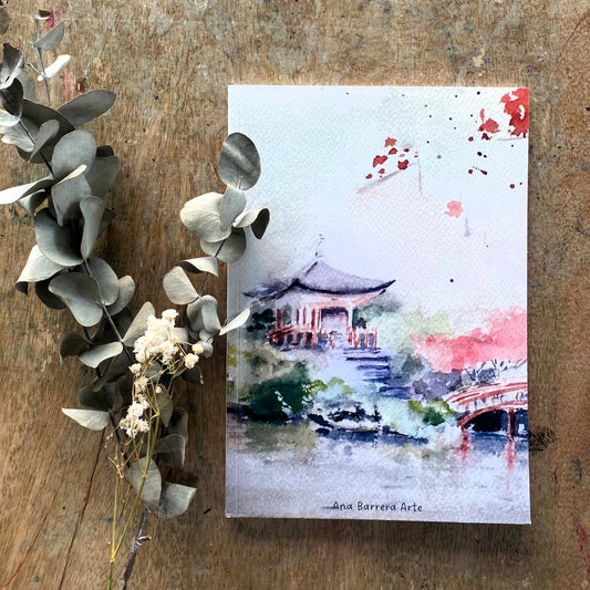 Cuaderno con diseño a la acuarela Japonesa
