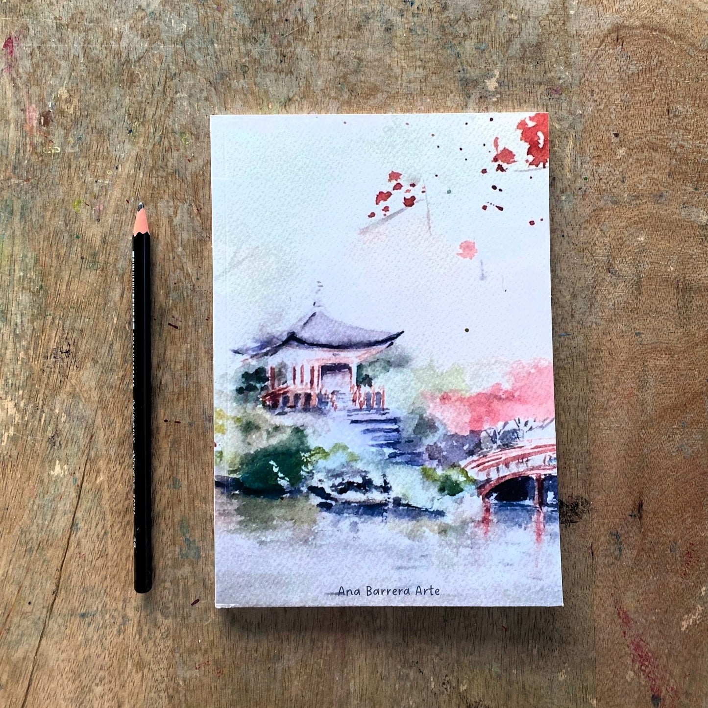 Cuaderno con diseño a la acuarela Japonesa