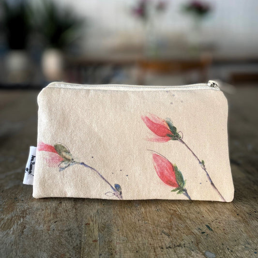 Estuche de tela de algodón con diseño a la acuarela Flor del magnolio