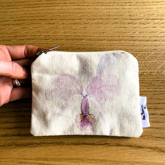 Monedero de tela de algodón con diseño de acuarela Flor orquídea