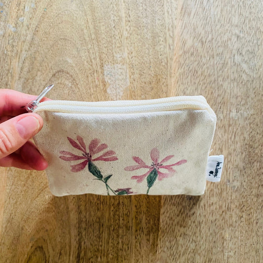 Monedero de tela de algodón con diseño de acuarela flor rosa pirueta
