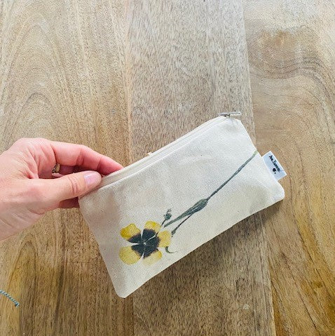 Estuche de tela de algodón con diseño de la flor amarilla hierba turmera