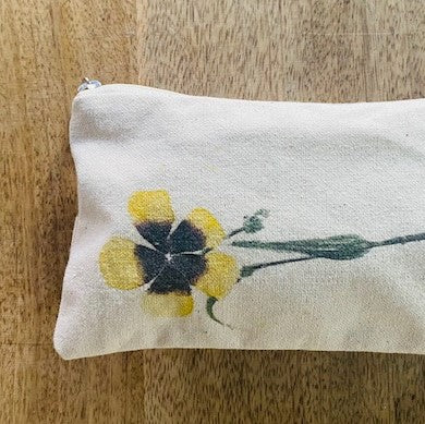 Estuche de tela de algodón con diseño de la flor amarilla hierba turmera